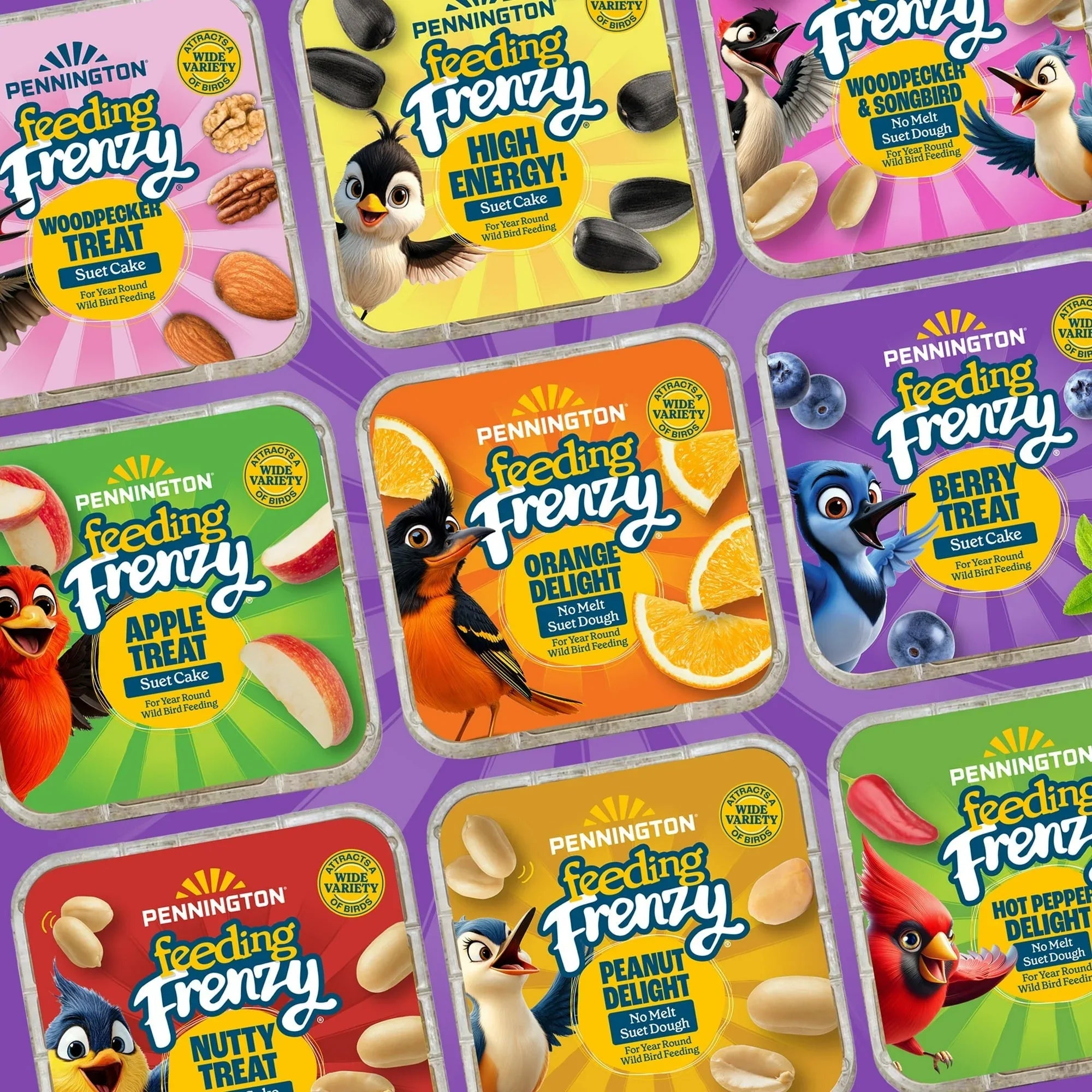 Pennington Feeding Frenzy Berry Treat Suet Cake, 11.75 oz, Suet Cakes for Wild Birds, Wild Bird Food, Fresh - USA MEGA SHOP