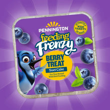 Berry suet cake foil tray with blueberries and Pennington Feeding Frenzy front label