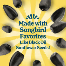 Bird-feeding suet package design with black seed illustrations