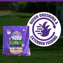 Pennnington full season southern weed and feed fertilizer bag on grass