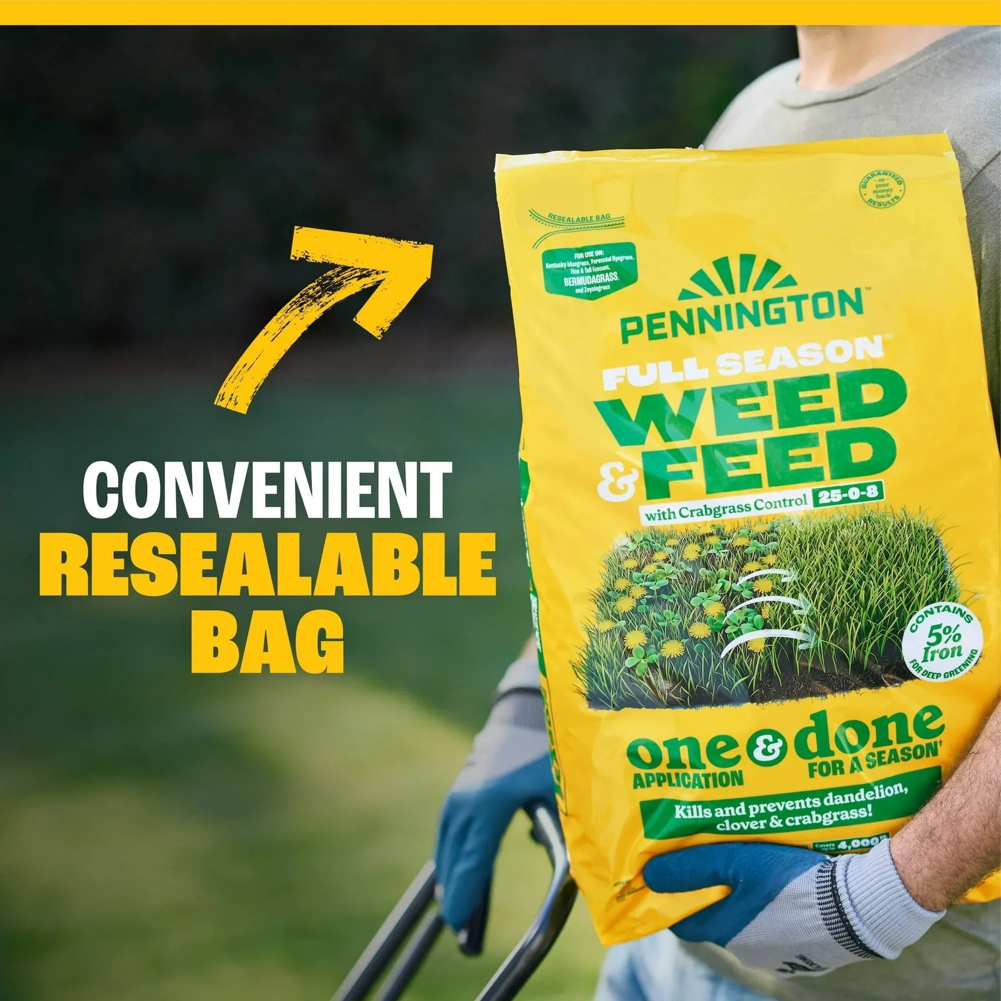 Pennington Full Season Weed and Feed Plus Crabgrass Control Lawn Food 25-0-8 Fertilizer