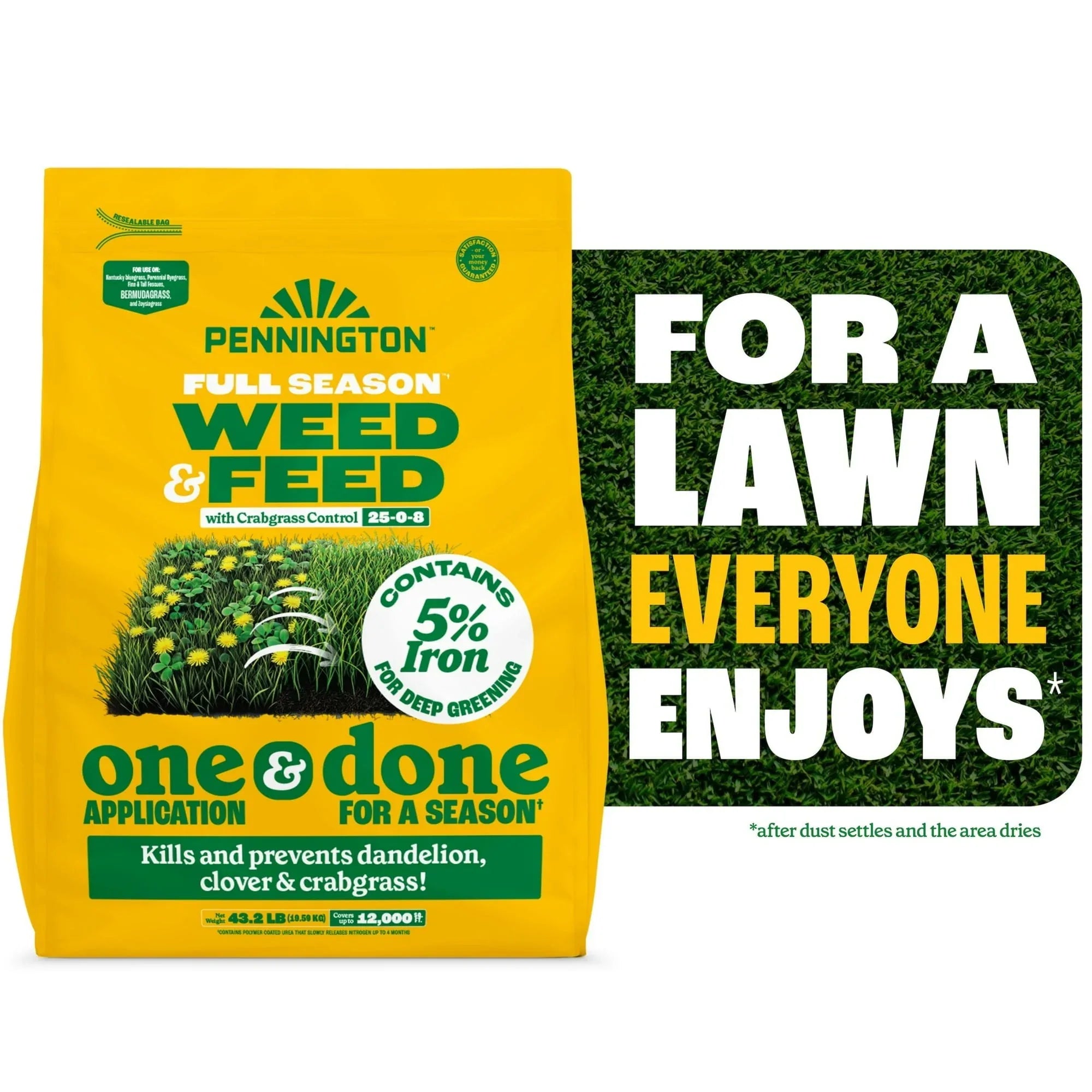 Pennington Full Season Weed and Feed Plus Crabgrass Control Lawn Food 25-0-8 Fertilizer