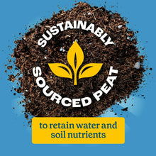 Potting soil graphic with 'SUSTAINABLE SOURCED PLANT' text and leaf icon