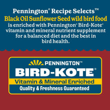 Bird-Kote vitamin and mineral enriched label for black oil sunflower seed wild bird food.