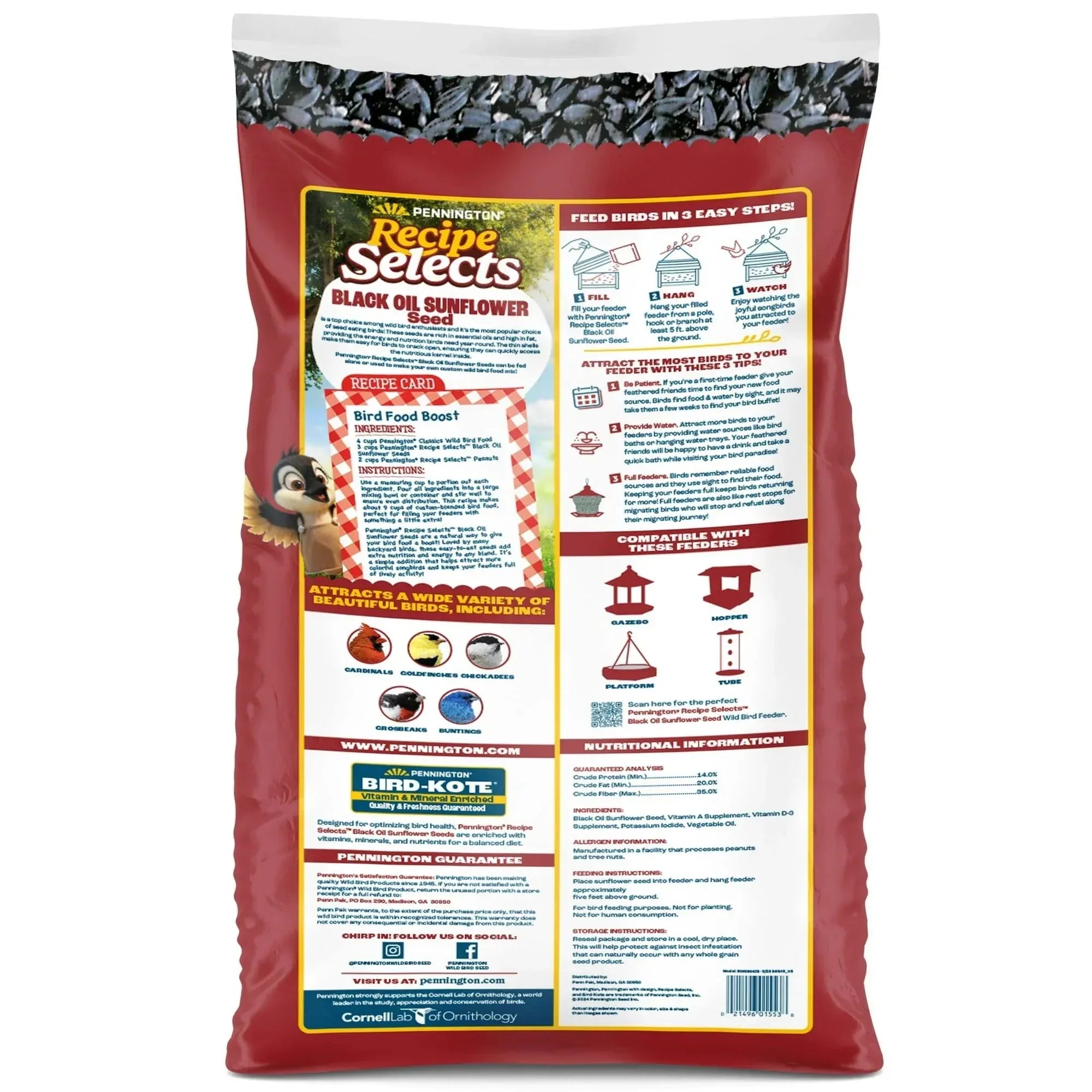 Pennington Recipe Selects Black Oil Sunflower Seed Dry Wild Bird Feed, Bird Food, 1 Pack - USA MEGA SHOP