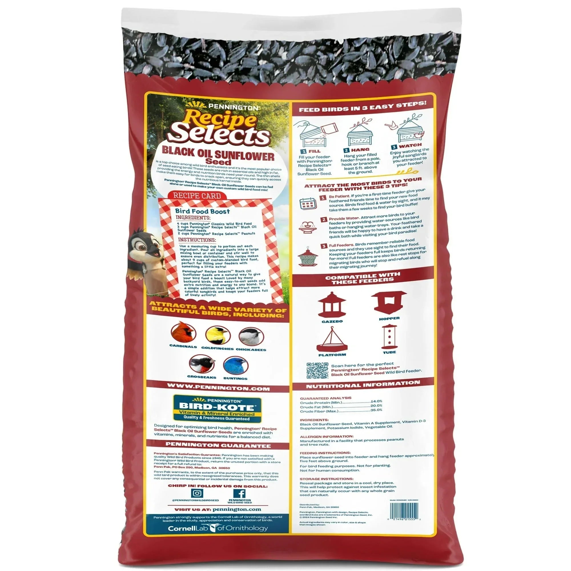 Pennington Recipe Selects Black Oil Sunflower Seed Dry Wild Bird Feed, Bird Food, 1 Pack - USA MEGA SHOP