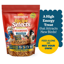 Pennington mealworms pouch with 'feed alone or mix your own' callout bubble