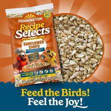 Sunflower chips wild bird food bag shown beside a bowl of bird seed
