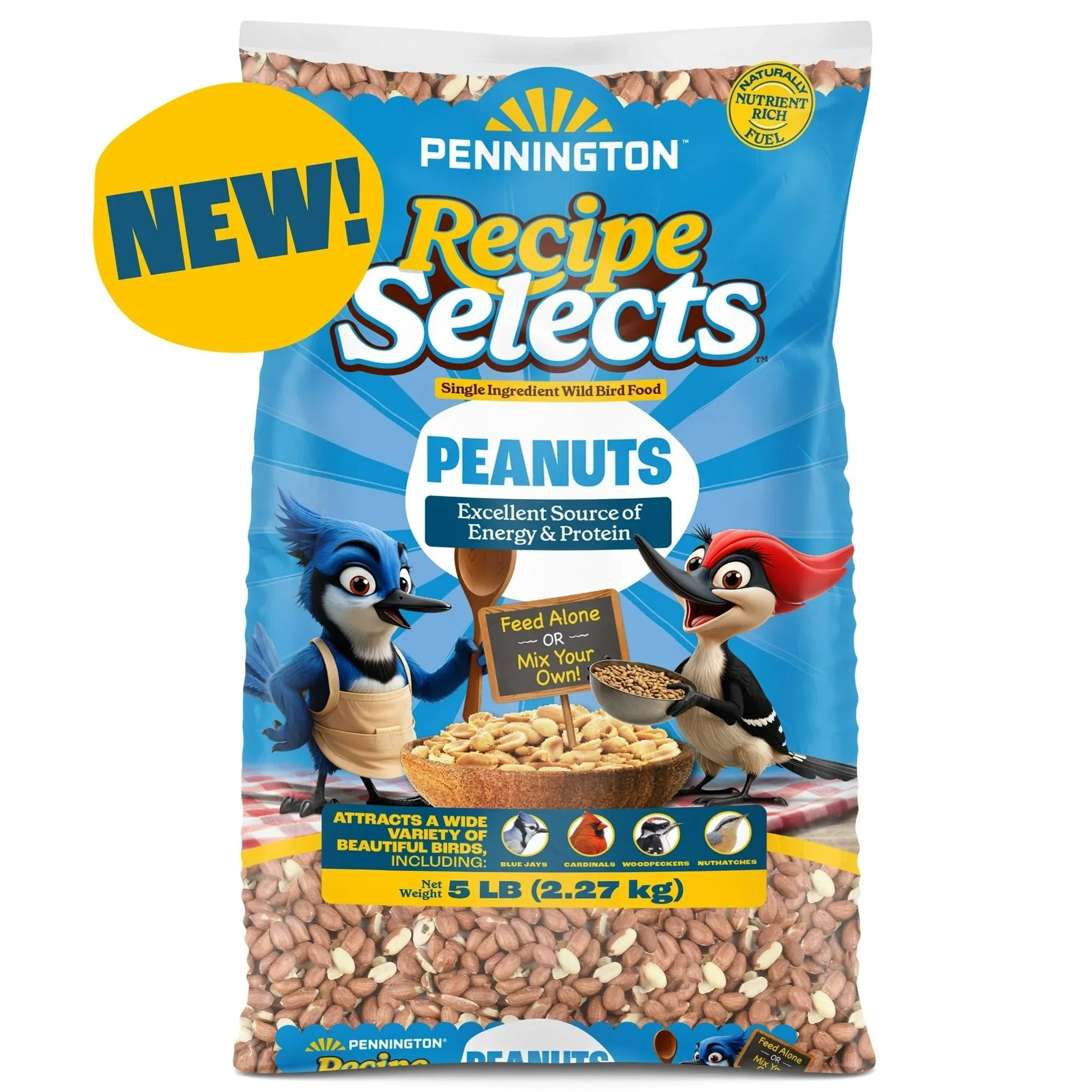 Pennington Recipe Selects Shell Free Whole Peanuts for Birds and Wildlife, Wild Bird Food, 5 lb Bag, Dry - USA MEGA SHOP