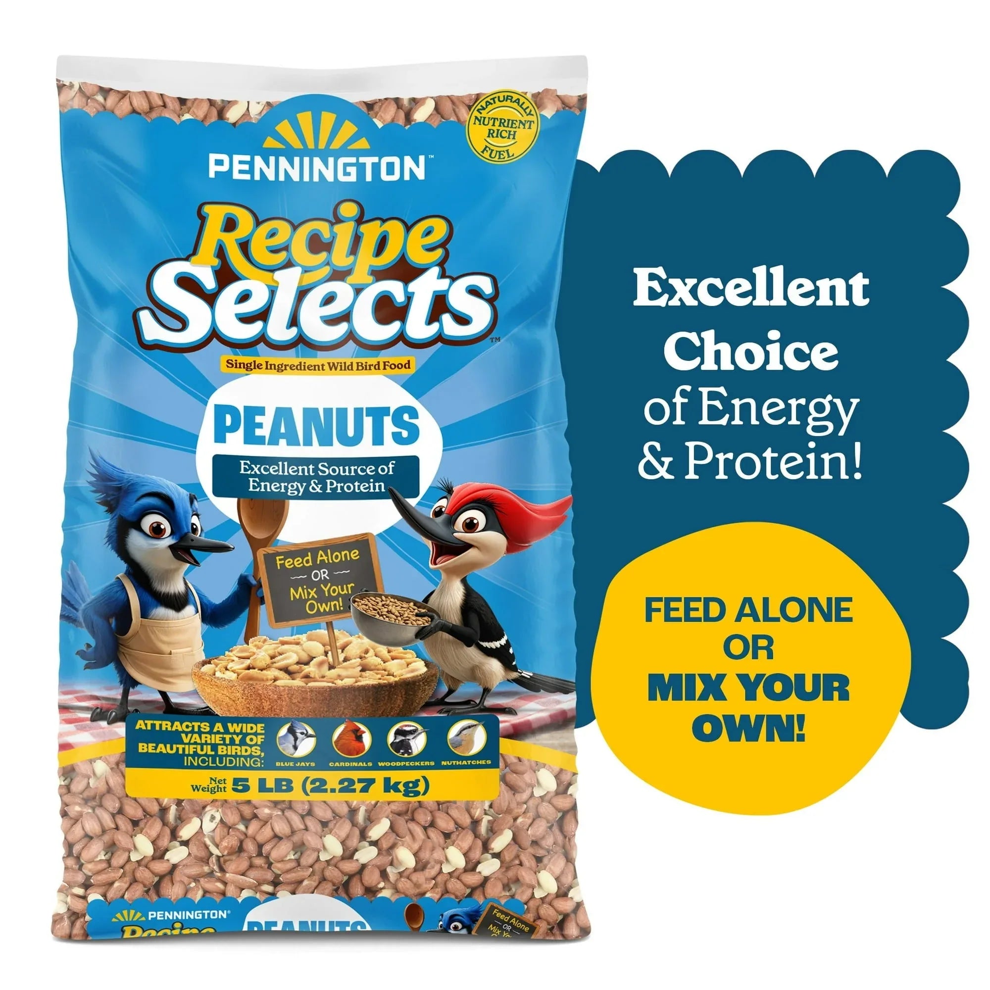 Pennington Recipe Selects Shell Free Whole Peanuts for Birds and Wildlife, Wild Bird Food, 5 lb Bag, Dry - USA MEGA SHOP