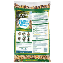 Pennington Classics squirrel & critter blend wildlife food bag, back with feeding info panel