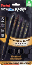 Pentel EnerGel Kuro 5-pack gel pens, assorted black ink, 0.7 mm tip