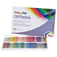 Pentel oil pastels set box with assorted colored sticks in tray