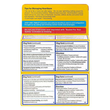 Pepcid AC tablets package back panel with drug facts and directions