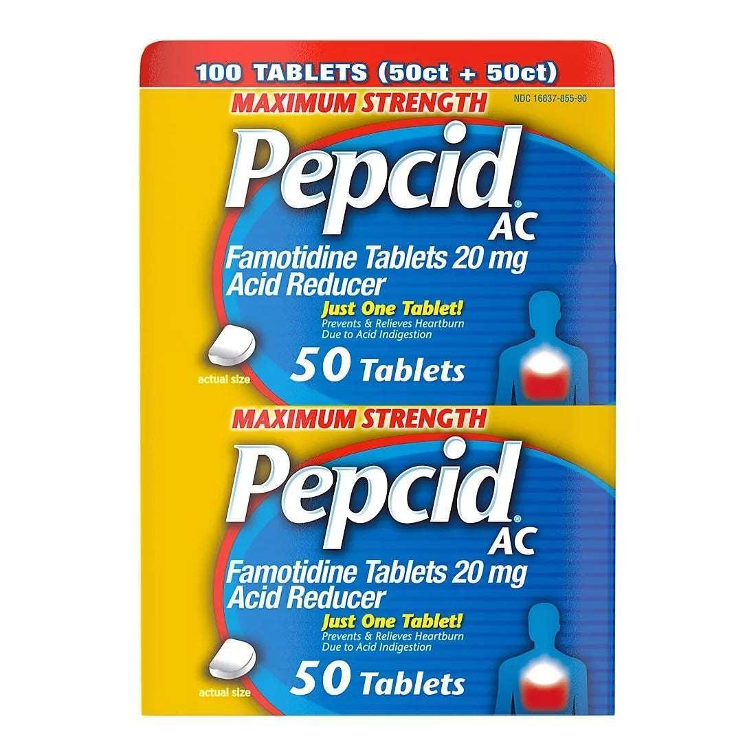 Pepcid AC Maximum Strength Heartburn Prevention & Relief Tablets, 100 Count