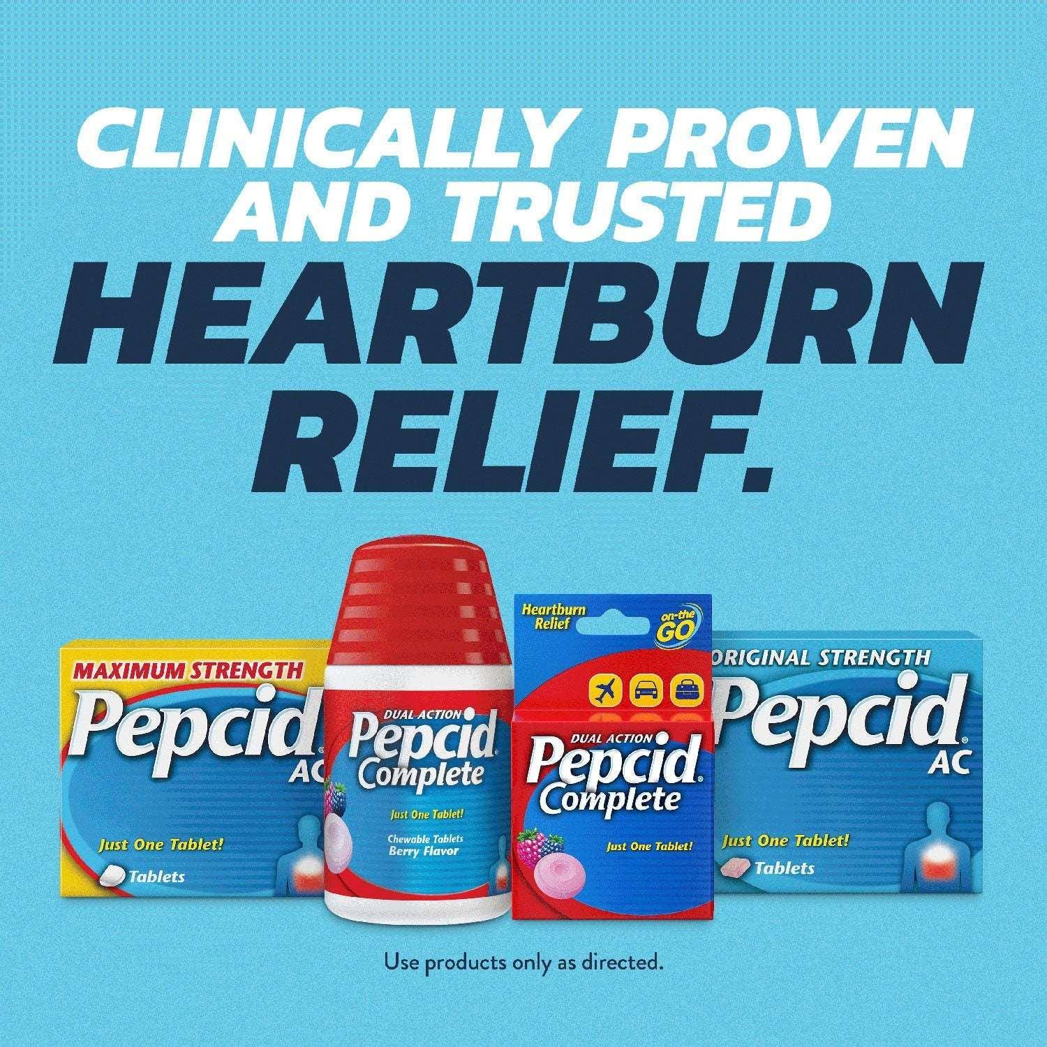 Pepcid Complete Acid Reducer + Antacid Chewable Tablets – Berry Flavor – 100 Count