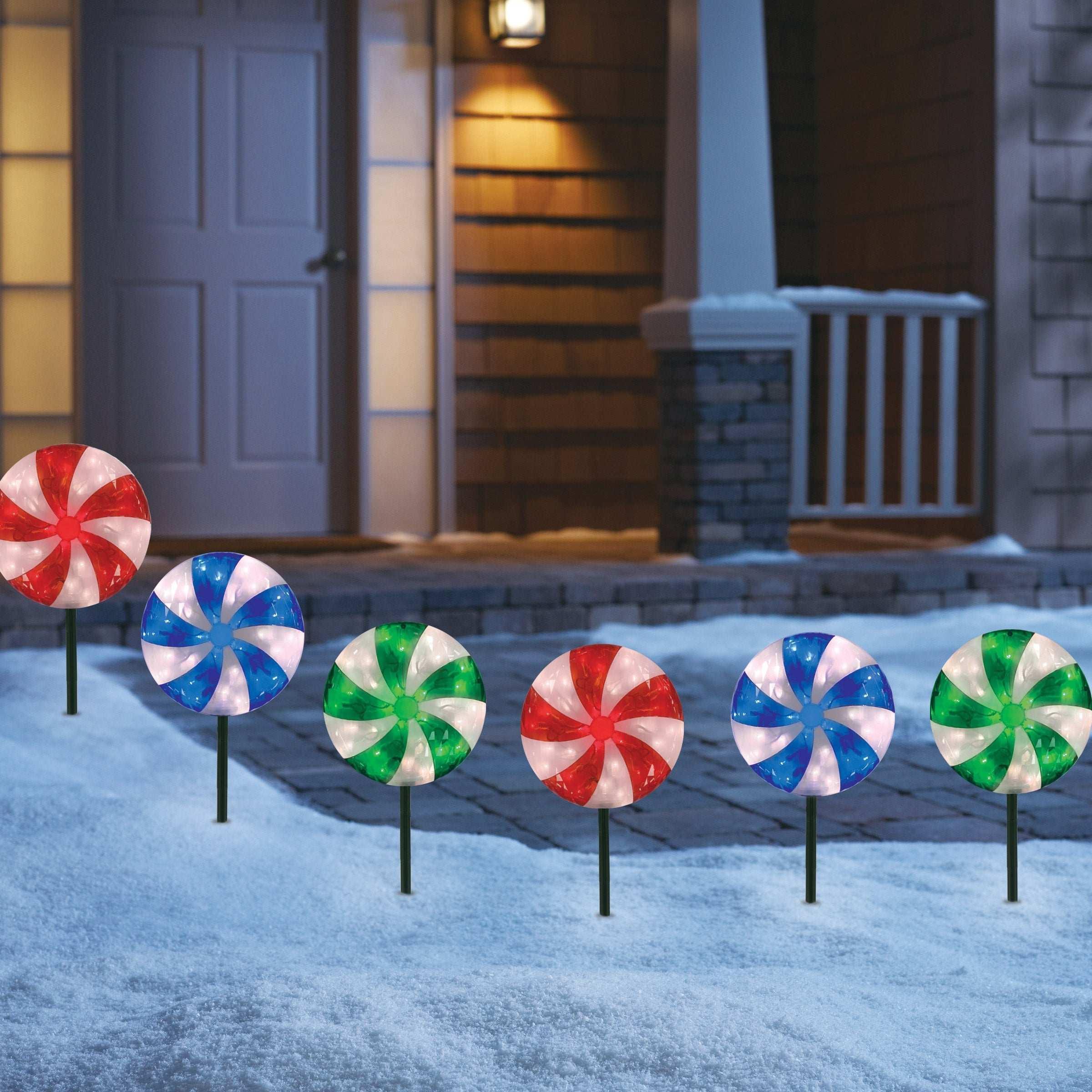 Peppermint LED Lawn Stakes, Set of 5