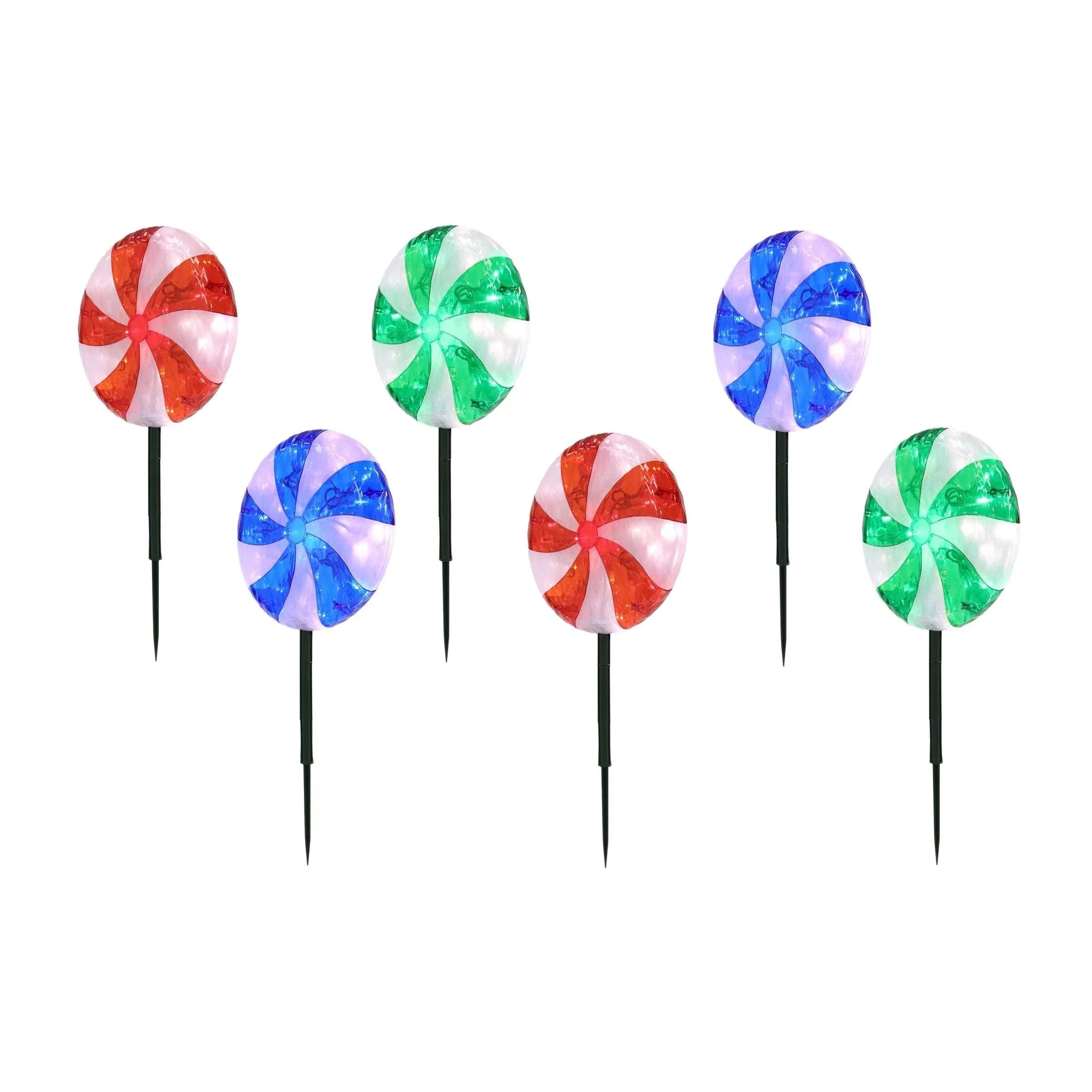 Peppermint LED Lawn Stakes, Set of 5 - USA MEGA SHOP