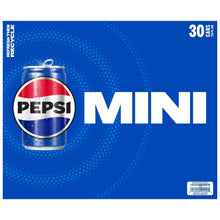 Pepsi mini soda multipack carton front with MINI branding and can graphic