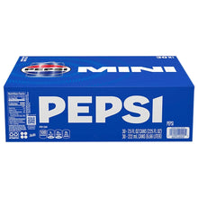 Pepsi mini soda multipack carton side panel with Pepsi logo and nutrition facts