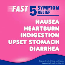 Digestive relief liquid label with 'FAST 5 SYMPTOM RELIEF' and symptom list