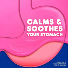 Pepto Bismol Ultra Liquid label says calms and soothes your stomach