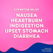 Pepto Bismol Ultra Liquid label with 5 symptom relief: nausea, heartburn, indigestion