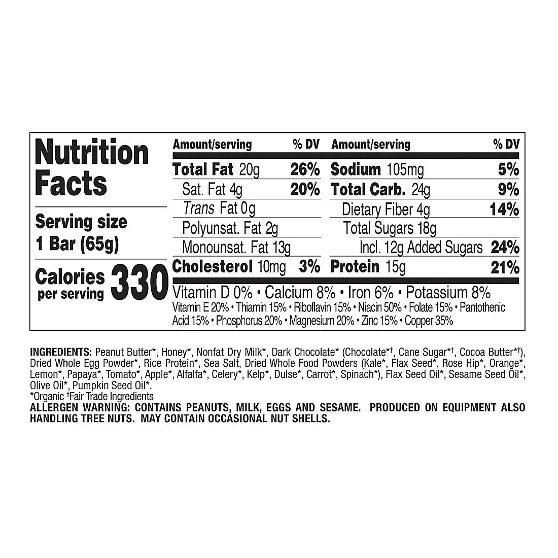 Perfect Bar Dark Chocolate Chip Peanut Butter Bar, 6 pk./2.3 oz.