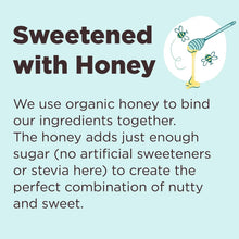 Mini protein bar pouch graphic, sweetened with honey