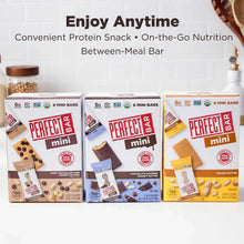 Assorted Perfect Bar mini protein snack boxes with dark chocolate and peanut butter bars
