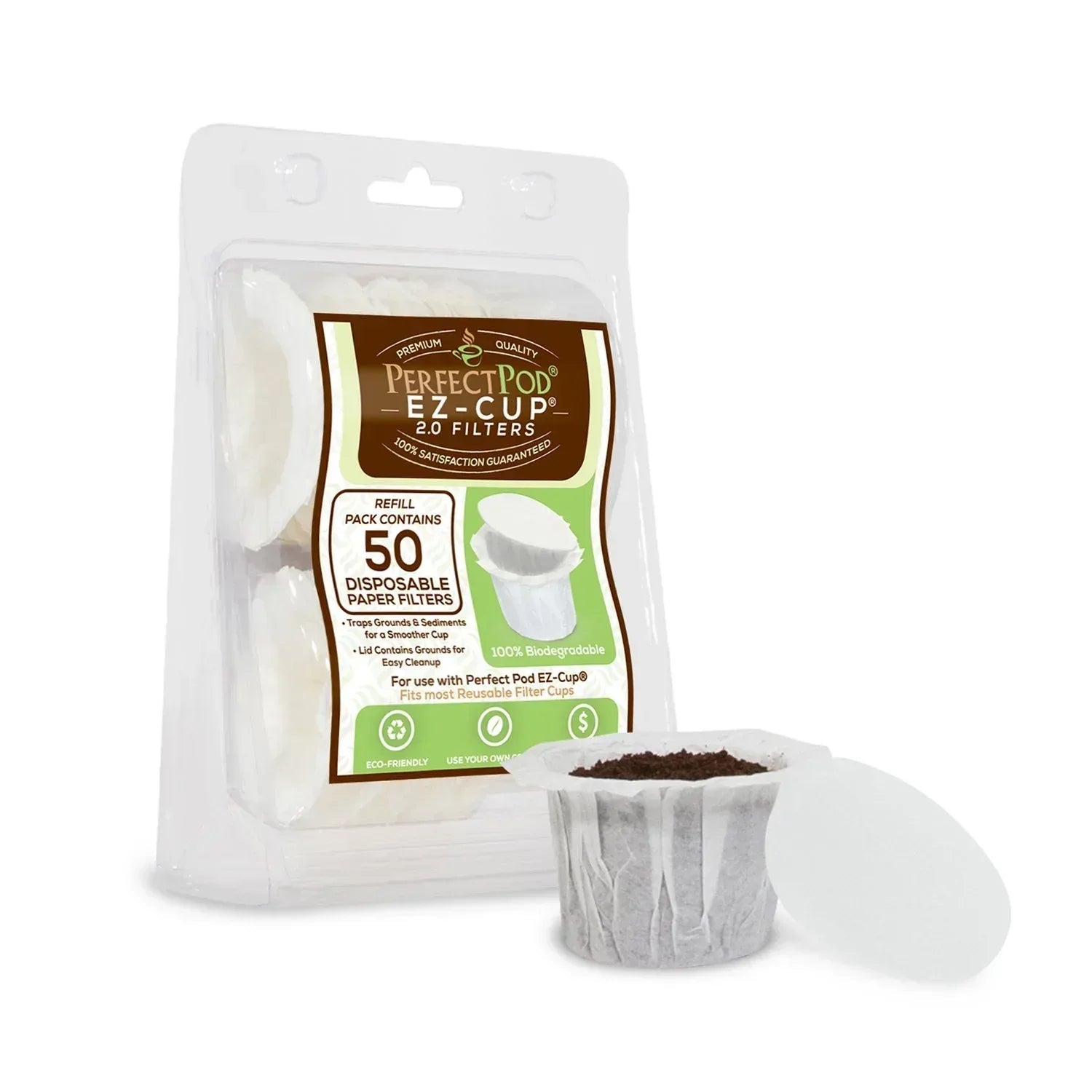 Perfect Pod EZ-Cup 2.0 100% Biodegradable Paper Coffee Filters