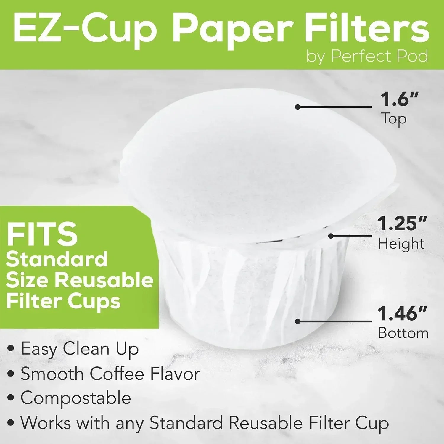 Perfect Pod EZ-Cup 2.0 100% Biodegradable Paper Coffee Filters