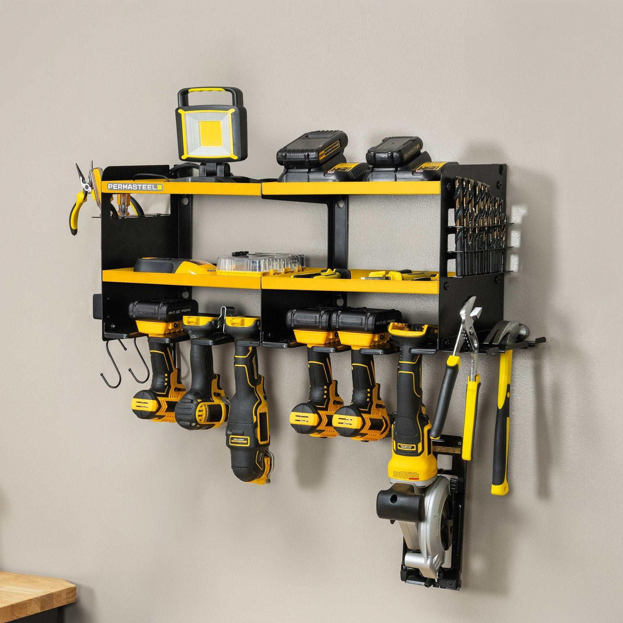 Permasteel 24.6″ 6-Bay Heavy Duty Wall Mounted Power Tool Organizer