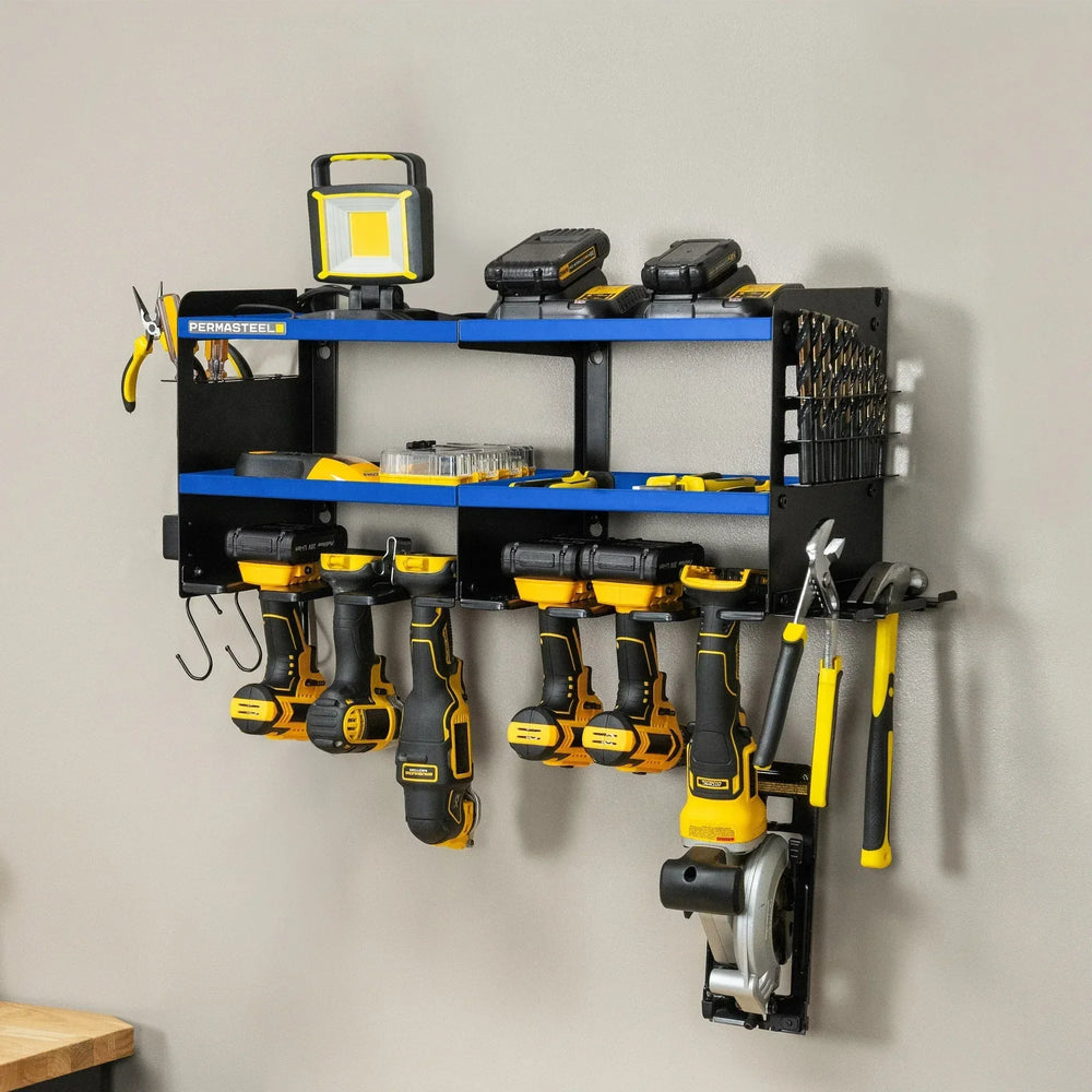 Permasteel_24.6_6-Bay_Heavy_Duty_Wall_Mounted_Power_Tool_Organizer22 - USA Mega Shop