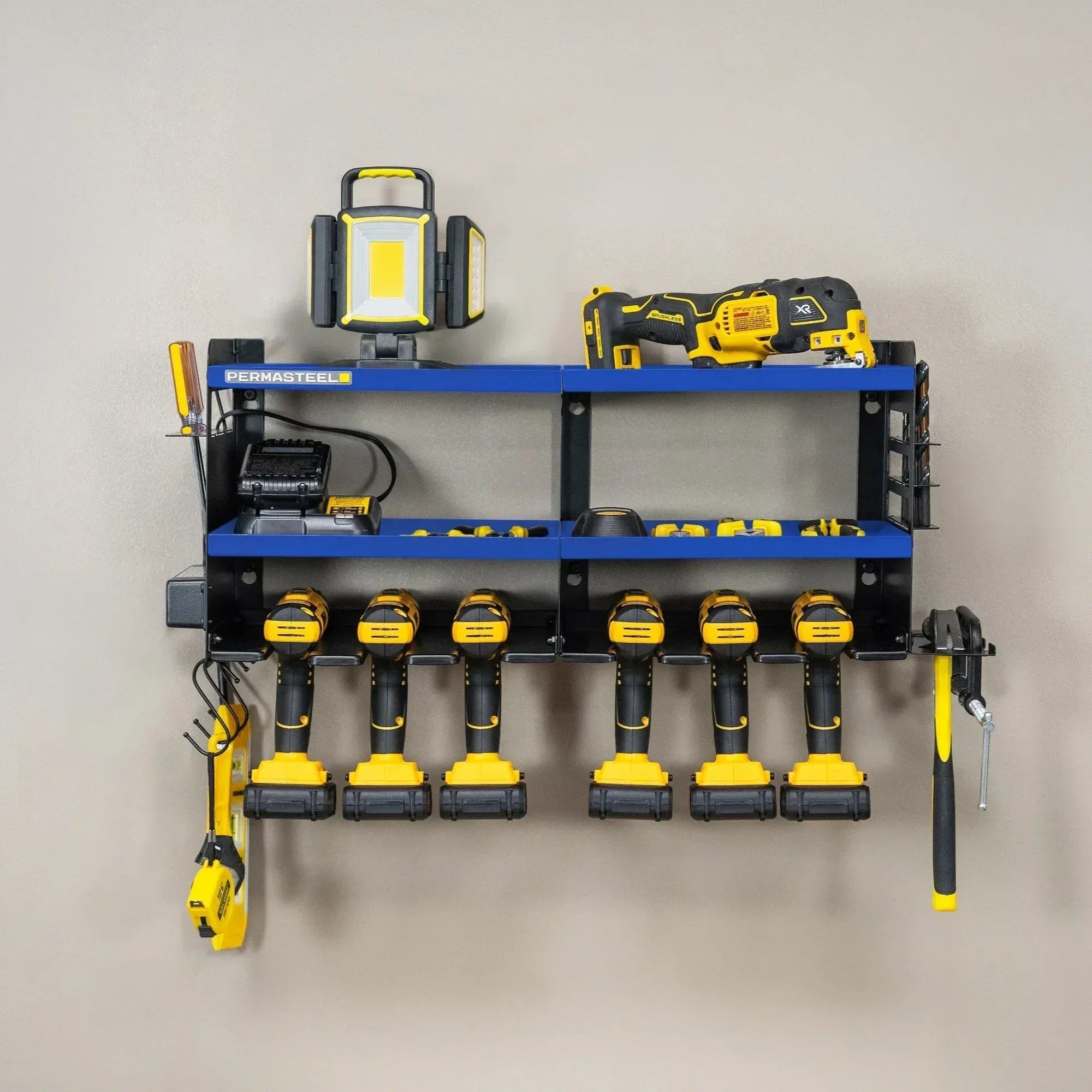 Permasteel 24.6″ 6-Bay Heavy Duty Wall Mounted Power Tool Organizer