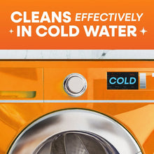 Washing machine door with cold setting display and detergent droplet icon