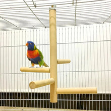 Wooden parrot ladder perch stand with curved horizontal bars for climbing