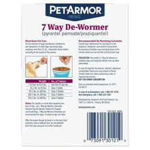 Dog de-wormer tablet box, PetArmor 7 Way De-Wormer back label