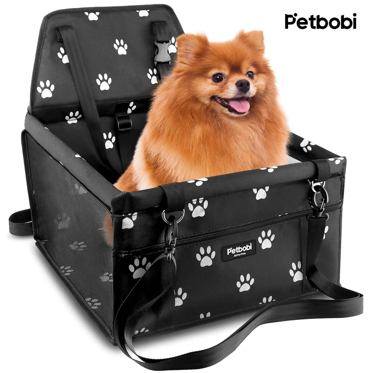 Petbobi Dog Car Booster Seat Travel Carrier for Dog Cat Portable Travel Bag with Seat Belt Safety Stable for Travel Pet Car Seat with Clip on Leash and Storage Package - USA MEGA SHOP