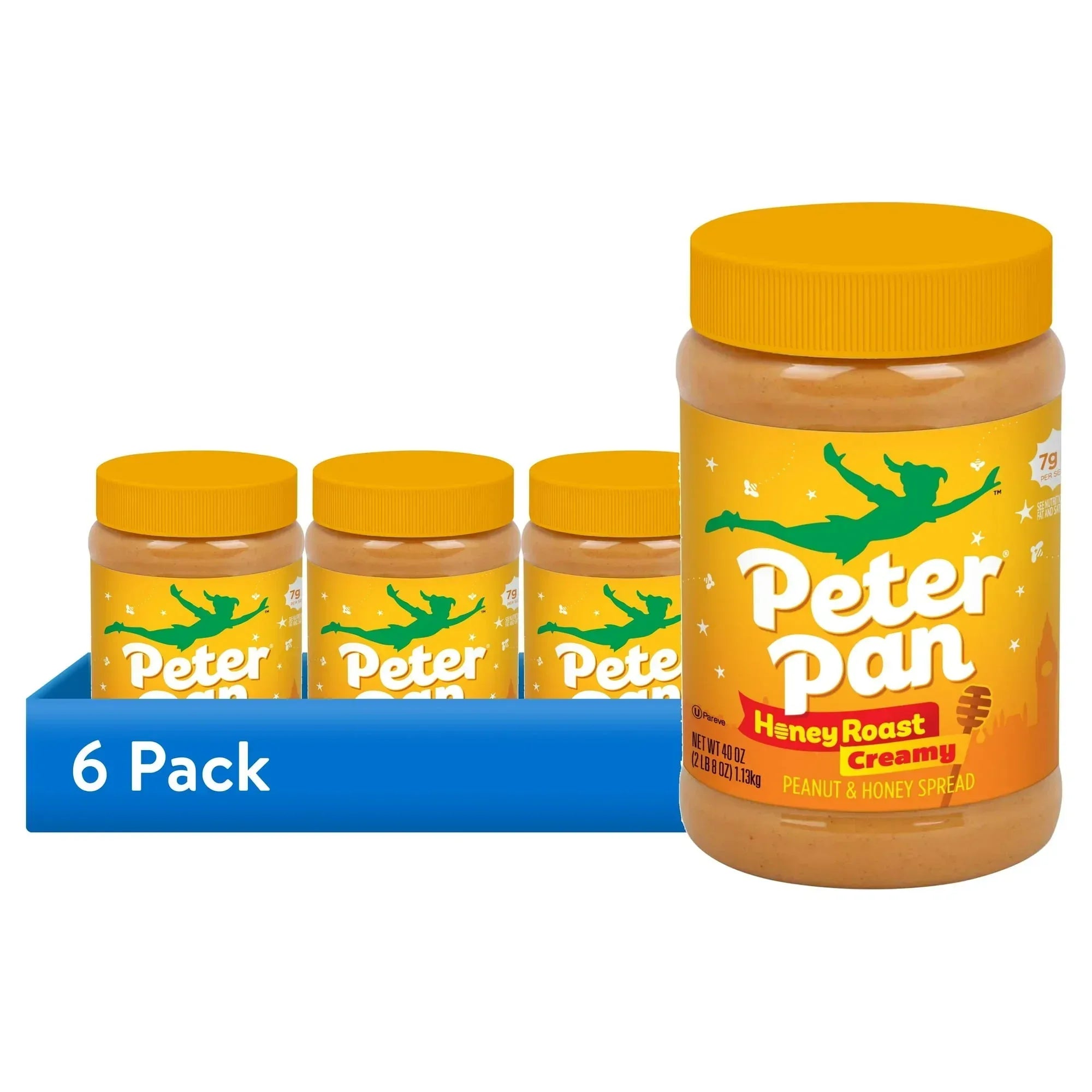 Peter Pan Creamy Honey Roasted Peanut Butter, Smooth, Gluten-Free, 40 oz Jar