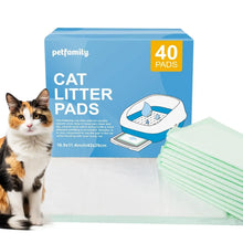Cat litter box pads refill pack, 40 count, with stacked green-tinted pads