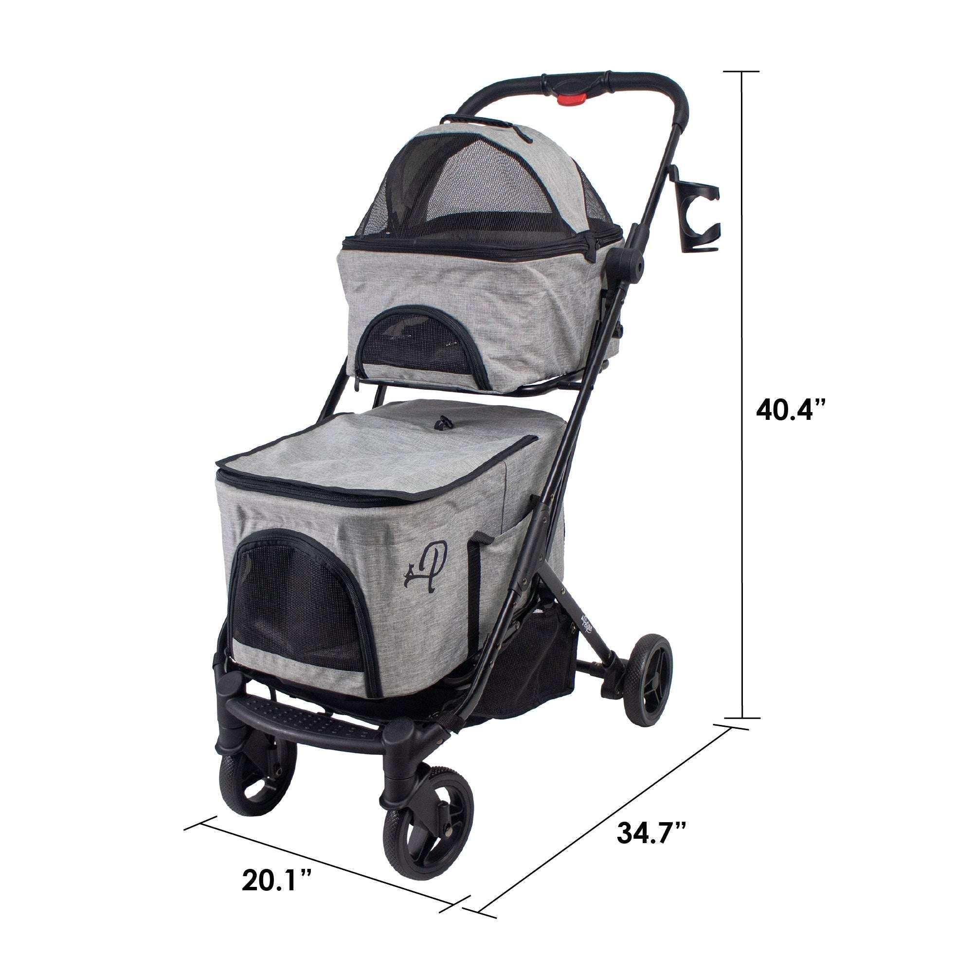 Petique Deluxe Double Decker Gray Pet Stroller With Accessory Bundle - USA MEGA SHOP