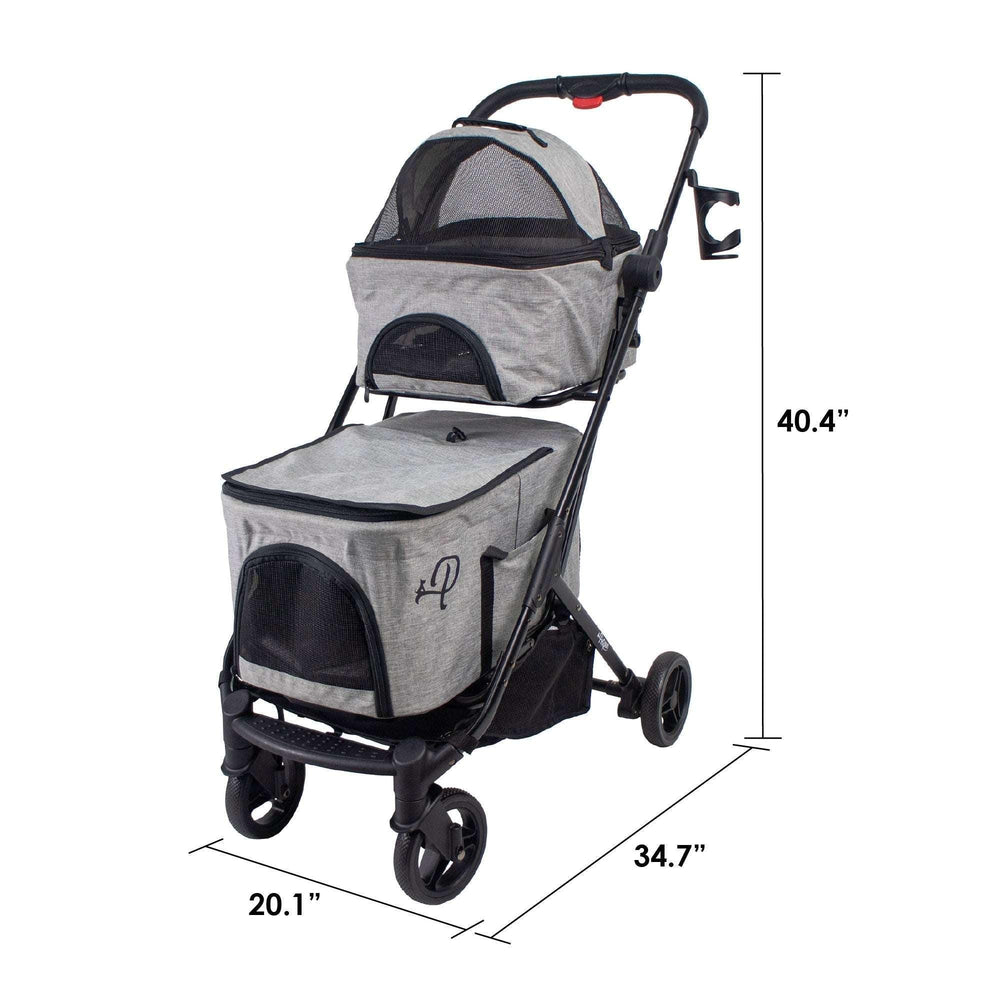 Petique Deluxe Double Decker Gray Pet Stroller With Accessory Bundle - USA MEGA SHOP