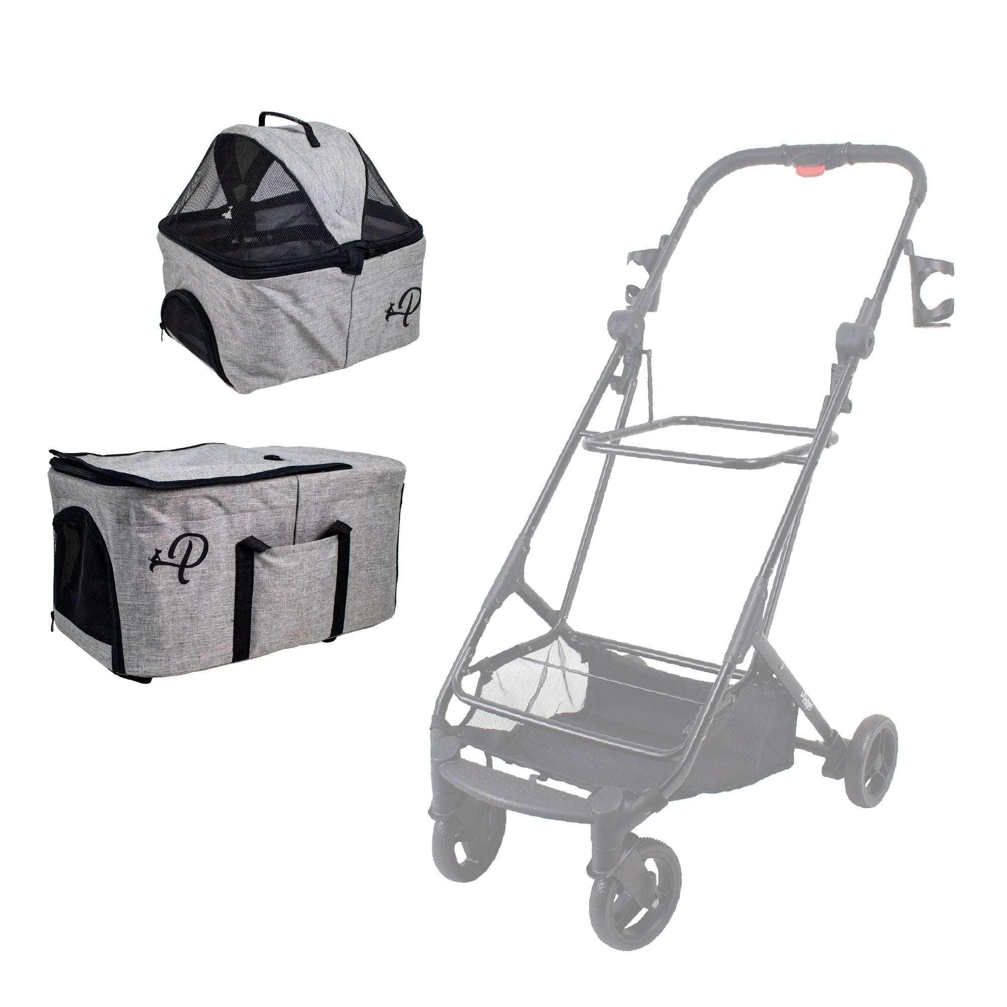 Petique Deluxe Double Decker Gray Pet Stroller With Accessory Bundle - USA MEGA SHOP
