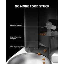 Smart pet food dispenser dispensing chute with impeller and kibble flow