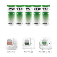 Petkit litter box trash bags, 5 green-topped roll packages