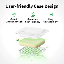 Odor eliminator refill case with green filter pad and clear protective lid