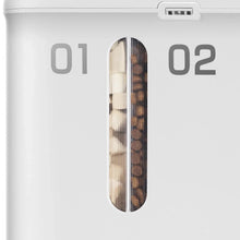 Dual-hopper dispenser top view with two vertical food windows