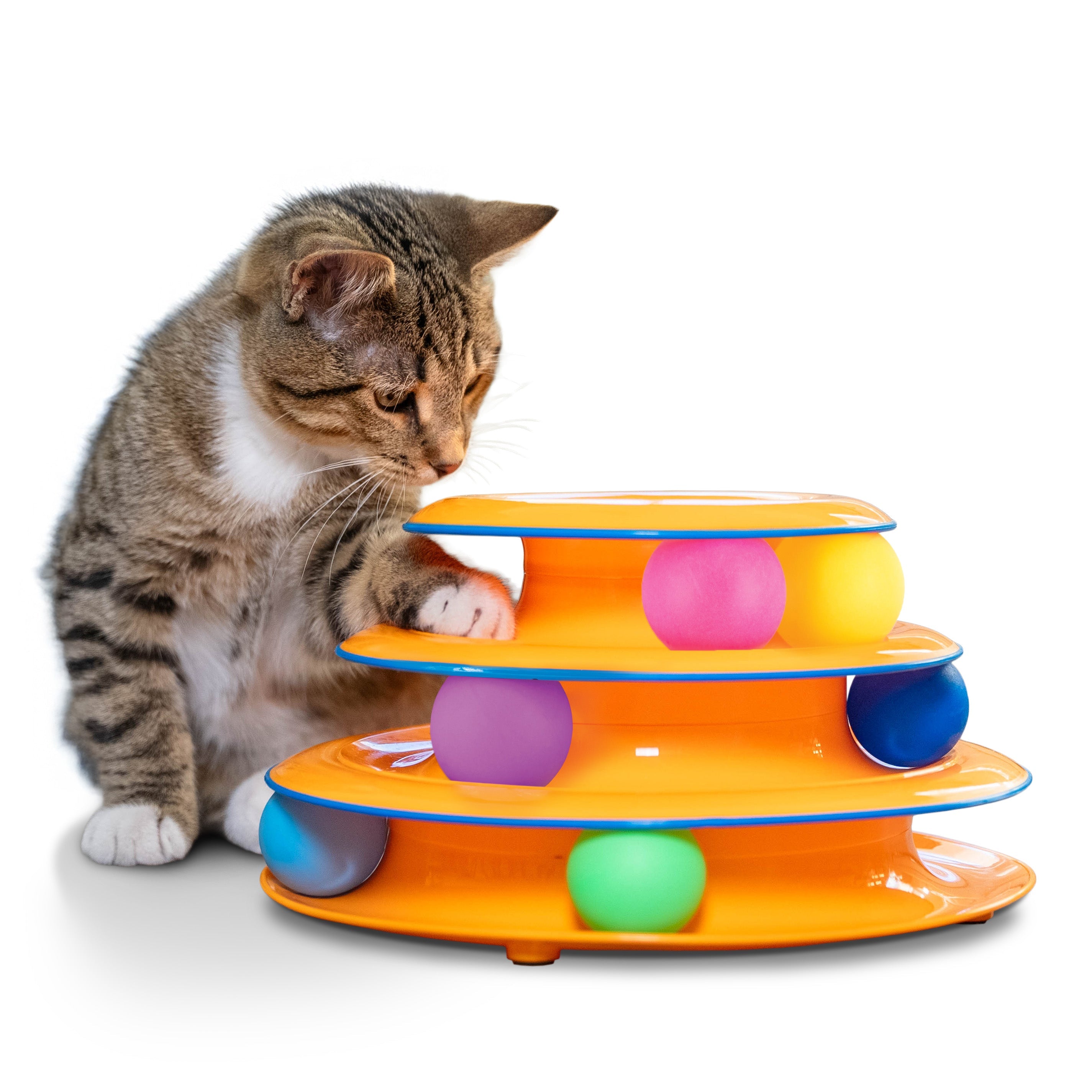 Catstages 2-in-1 Chirping Bird Interactive Cat Toy – Touch-Activated Toy with Sound and Ball Track Fun, Standalone Toy or Track Add-On, Purple