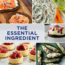 Cream cheese dishes and spreads with vegetables and garnishes